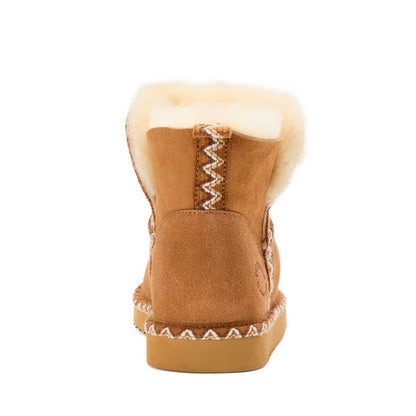 Women's Fireside by Dearfoams Perth Genuine Shearling Fold Down Bootie With Taping | Dearfoams