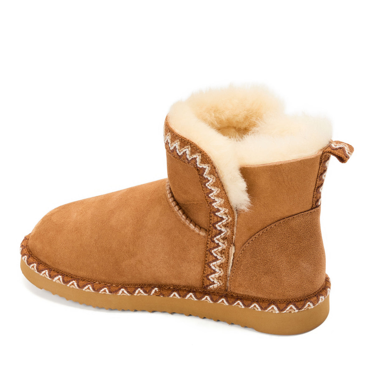 Women's Fireside by Dearfoams Perth Genuine Shearling Fold Down Bootie With Taping | Dearfoams