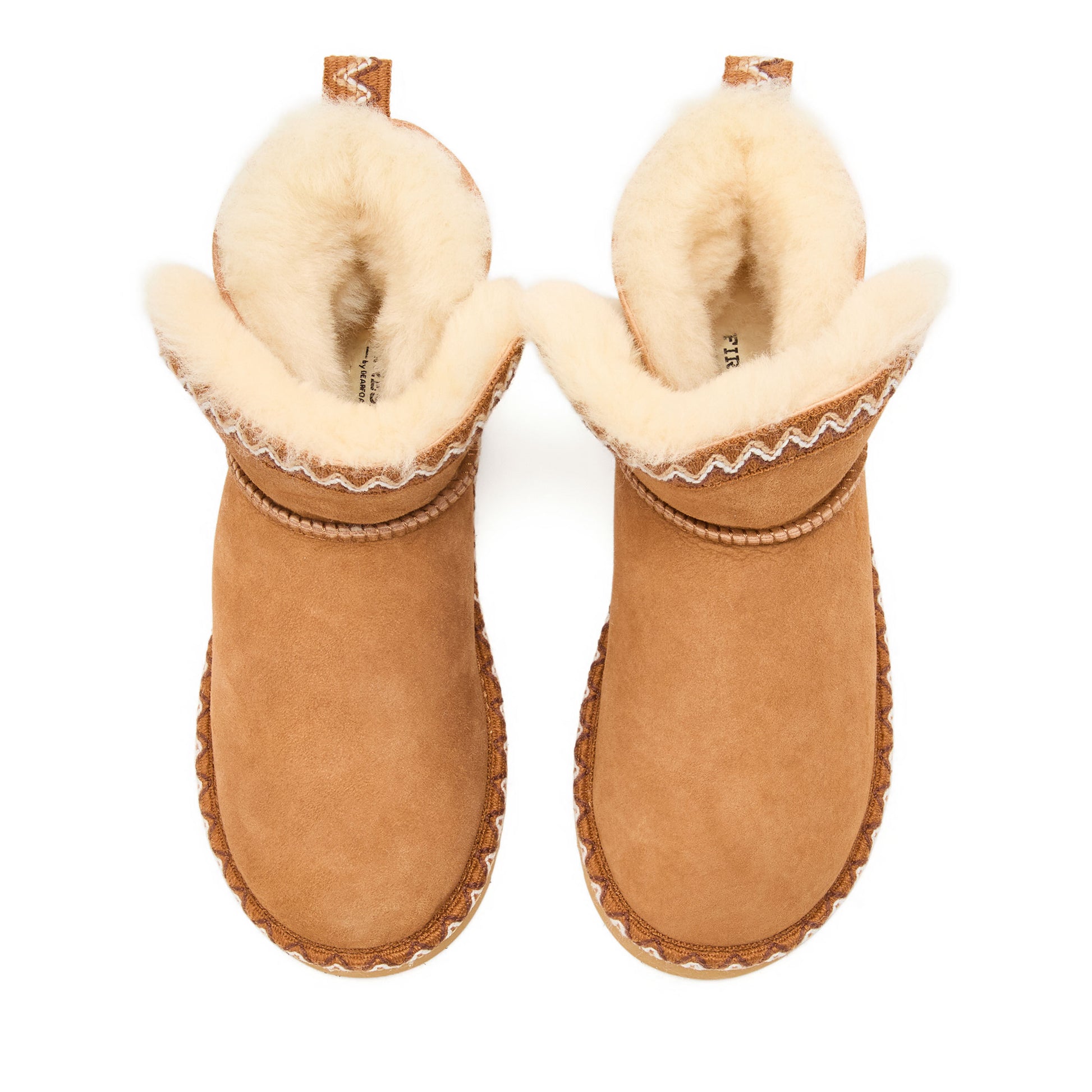 Women's Fireside by Dearfoams Perth Genuine Shearling Fold Down Bootie With Taping | Dearfoams