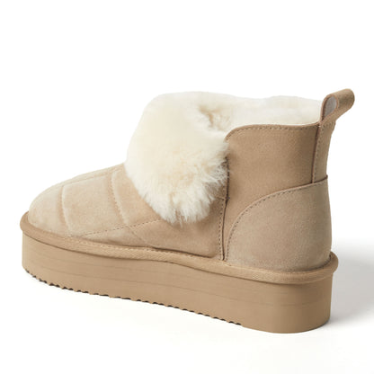 Women's Bayswater Genuine Shearling Quilted Platform Bootie | Dearfoams