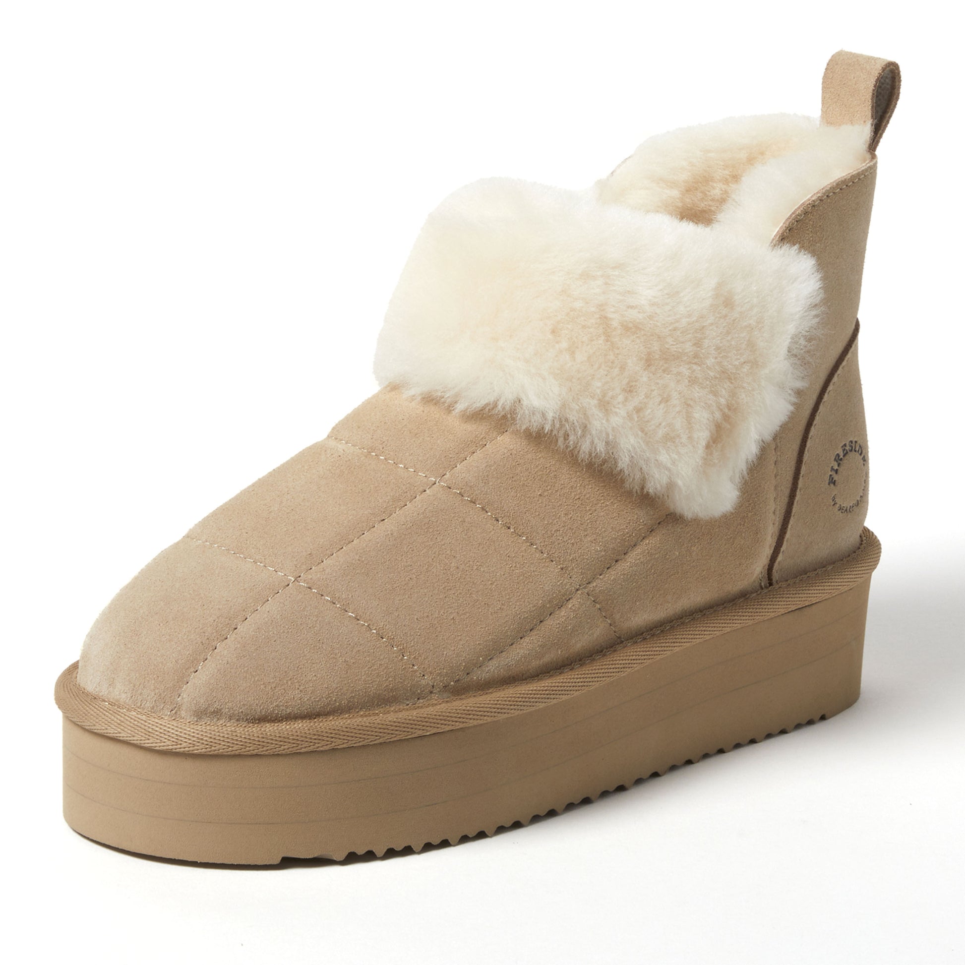 Women's Bayswater Genuine Shearling Quilted Platform Bootie | Dearfoams