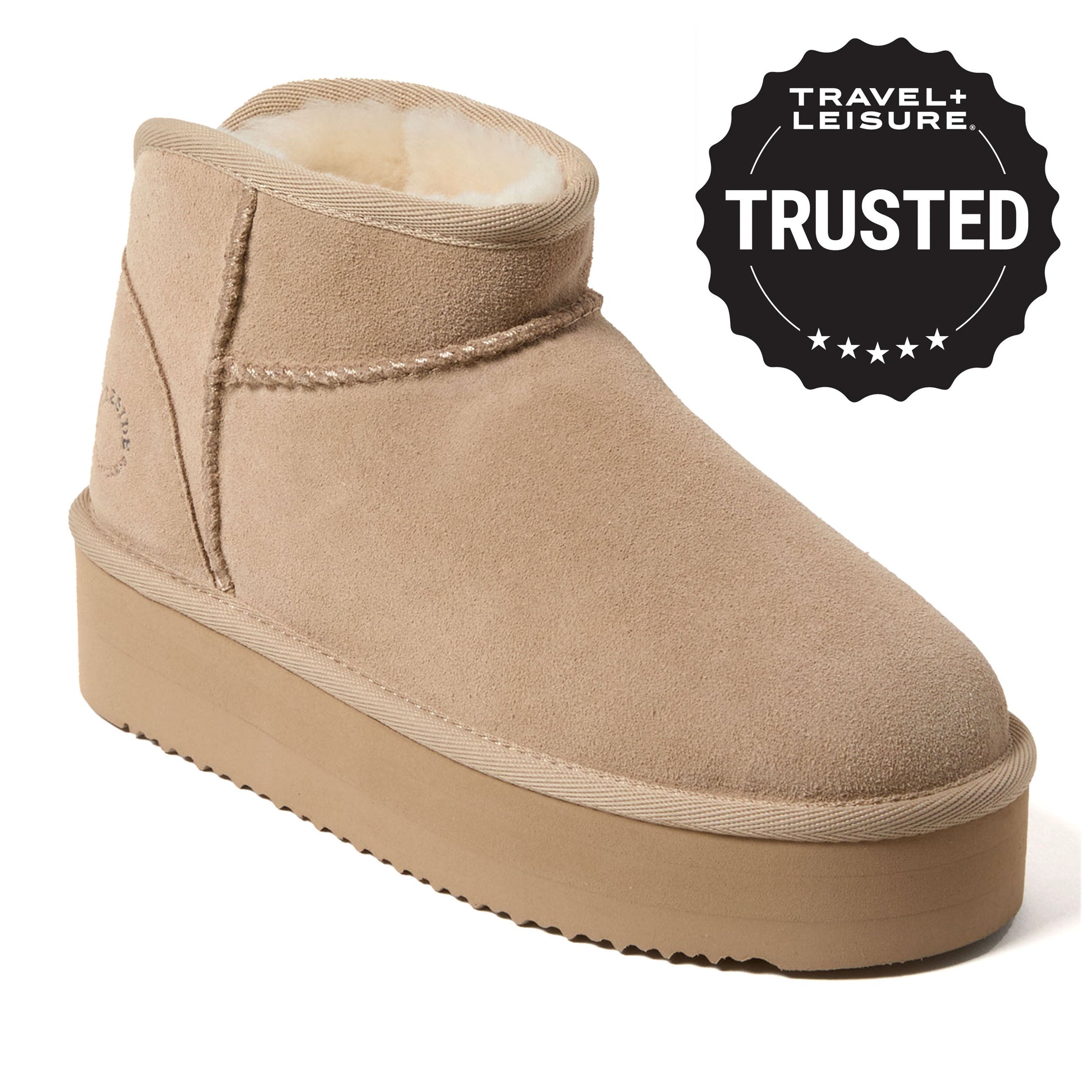 Women's Fireside by Dearfoams Kingston Genuine Shearling Platform Bootie | Dearfoams