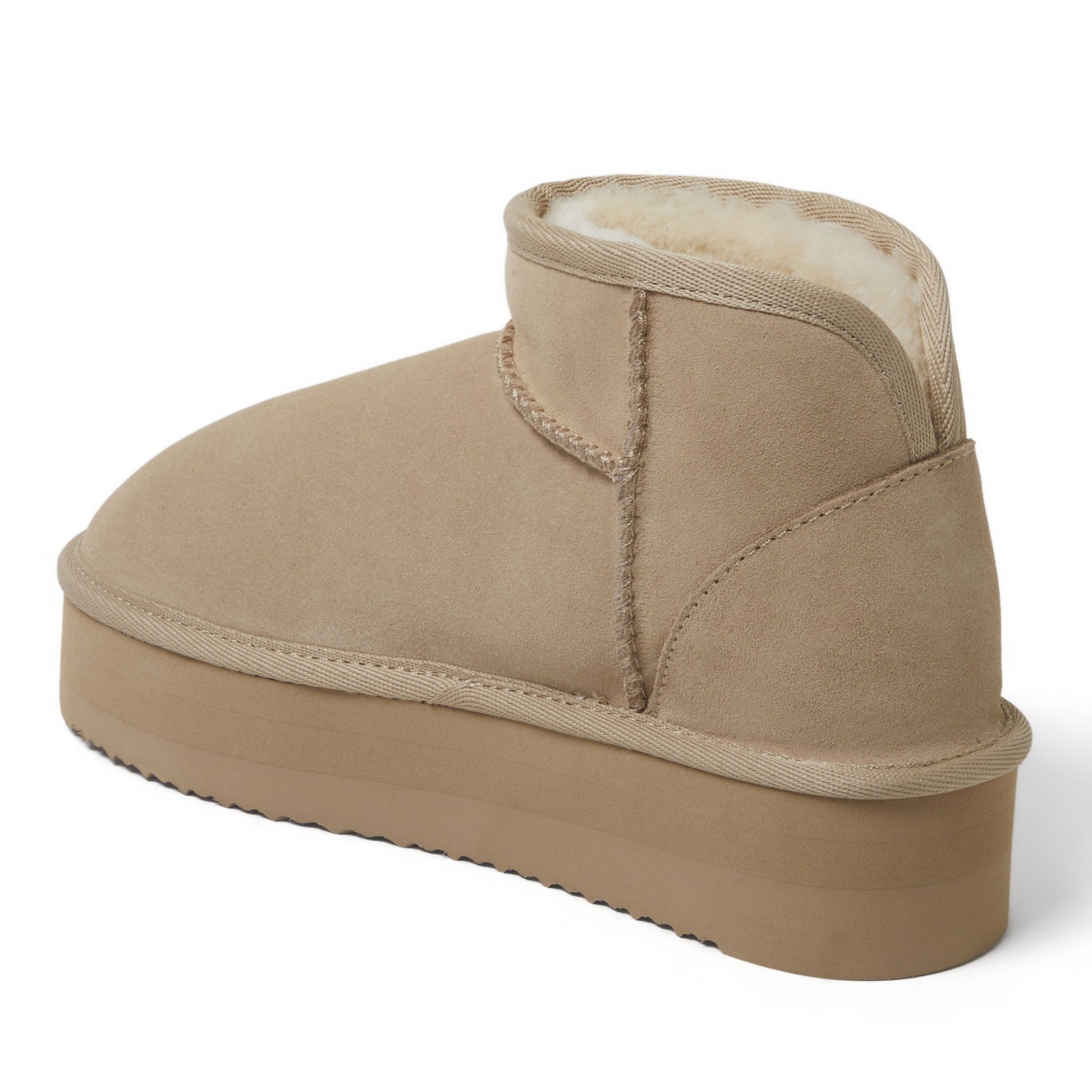 Women's Fireside by Dearfoams Kingston Genuine Shearling Platform Bootie | Dearfoams