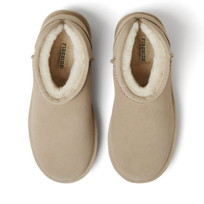 Women's Fireside by Dearfoams Kingston Genuine Shearling Platform Bootie | Dearfoams
