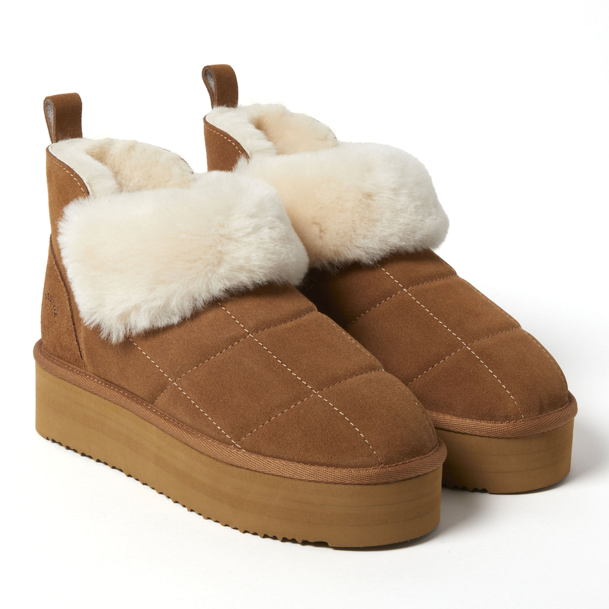 Women's Bayswater Genuine Shearling Quilted Platform Bootie | Dearfoams