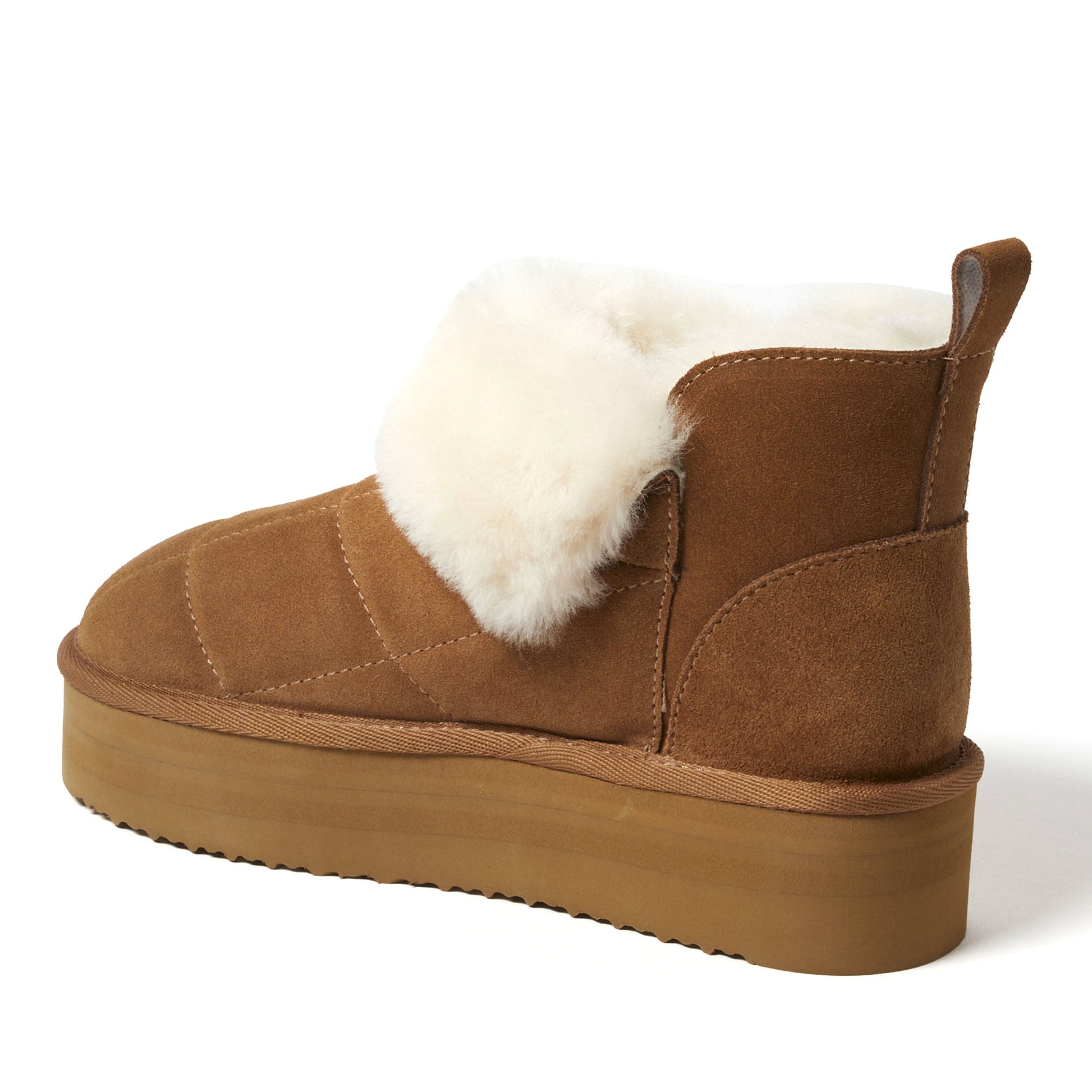 Women's Bayswater Genuine Shearling Quilted Platform Bootie | Dearfoams