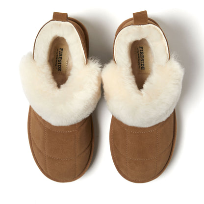 Women's Bayswater Genuine Shearling Quilted Platform Bootie | Dearfoams