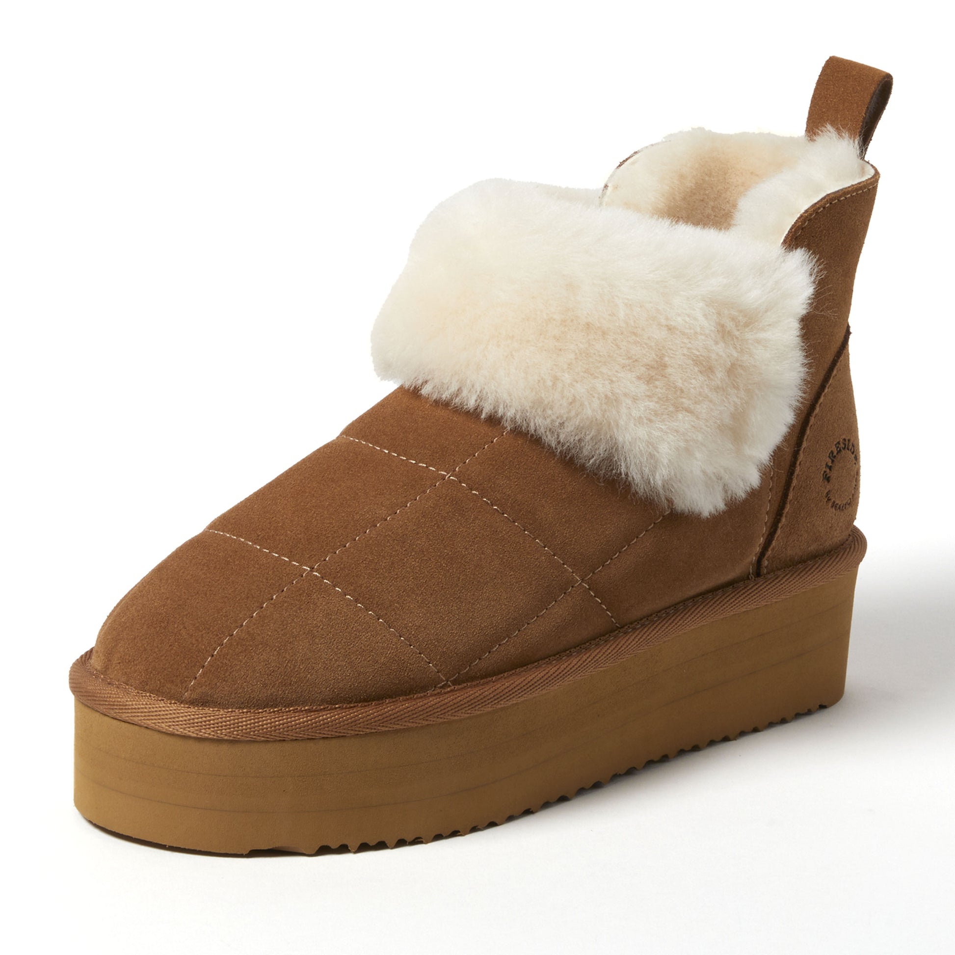 Women's Bayswater Genuine Shearling Quilted Platform Bootie | Dearfoams