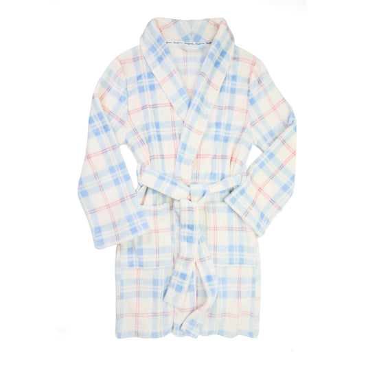 Women's Blue/Ivory Plush Robe | Dearfoams