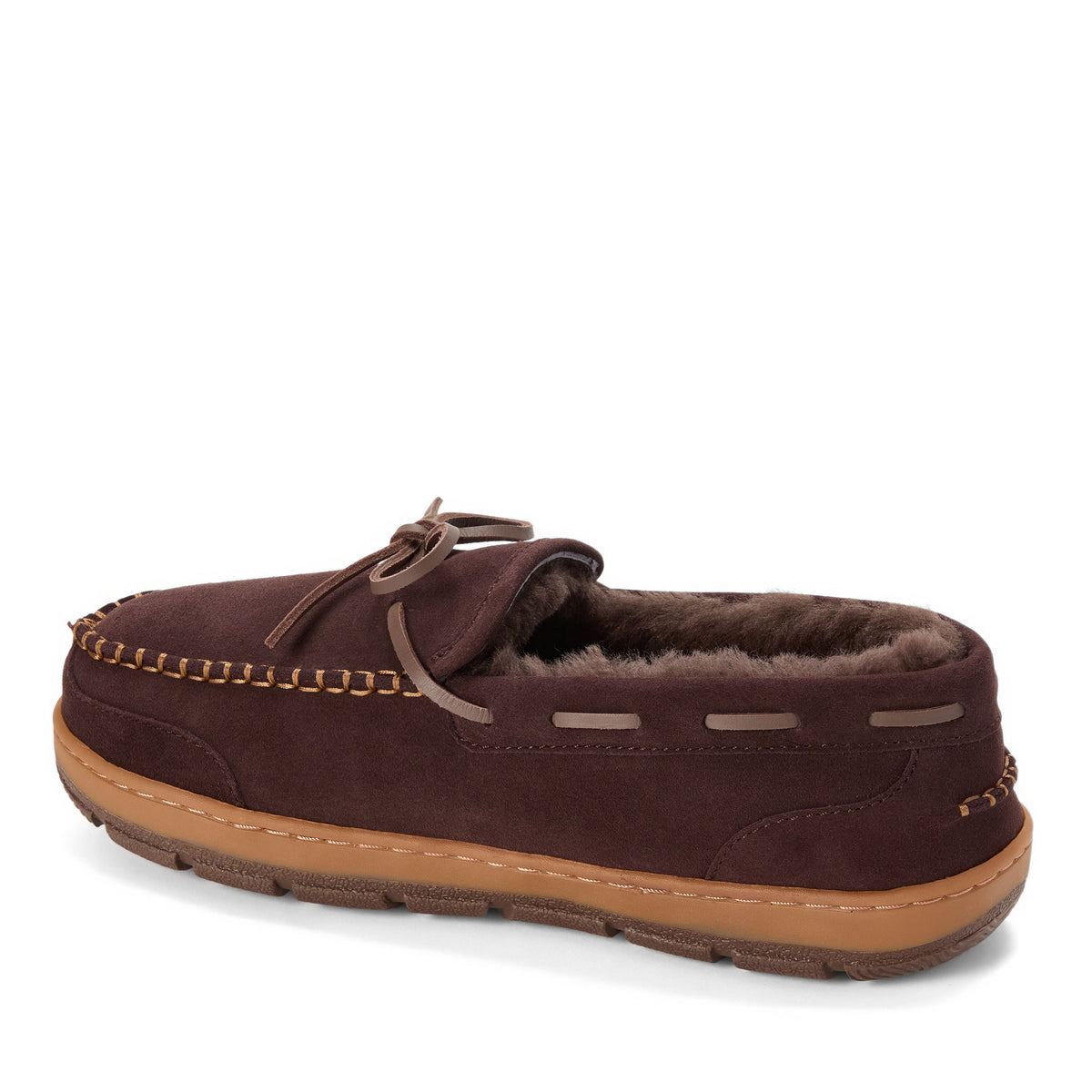 Men's Fireside by Dearfoams Forster Genuine Shearling Moc With Stitching | Dearfoams