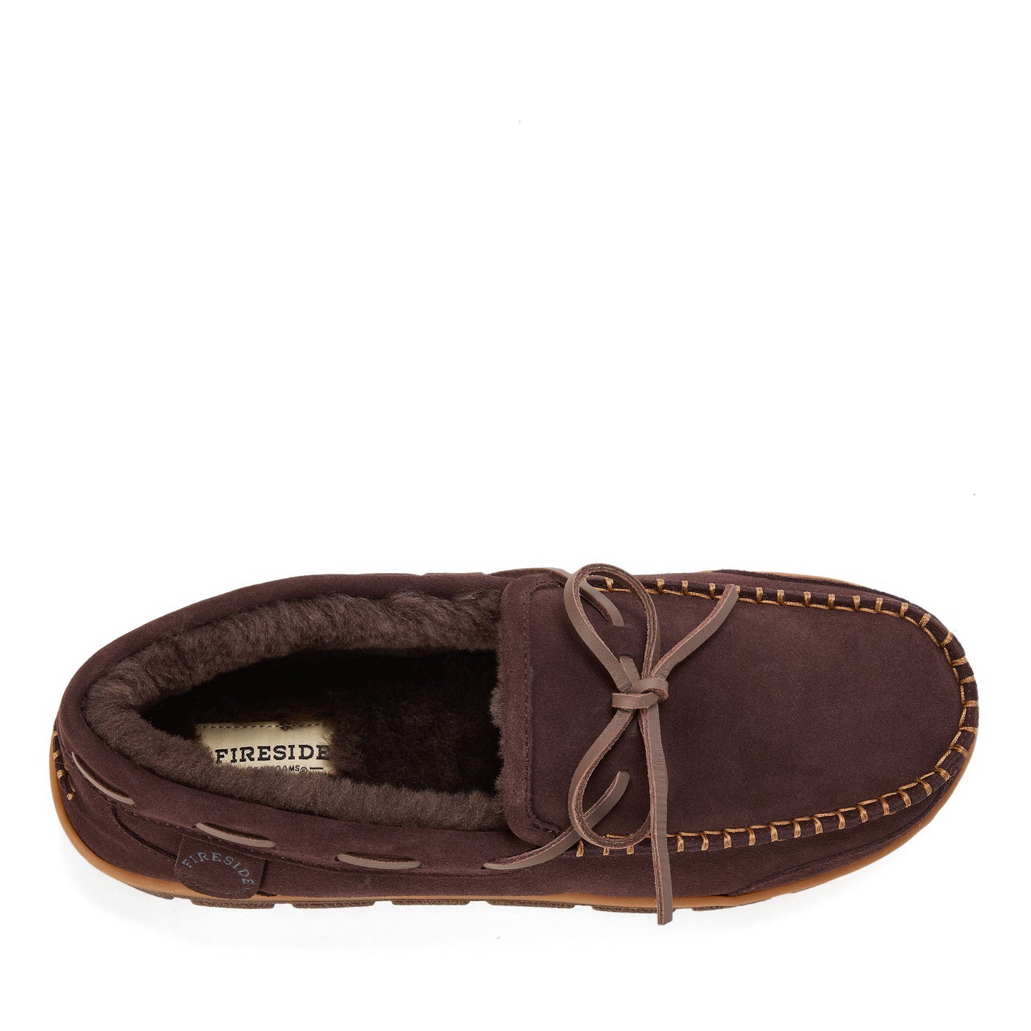 Men's Fireside by Dearfoams Forster Genuine Shearling Moc With Stitching | Dearfoams