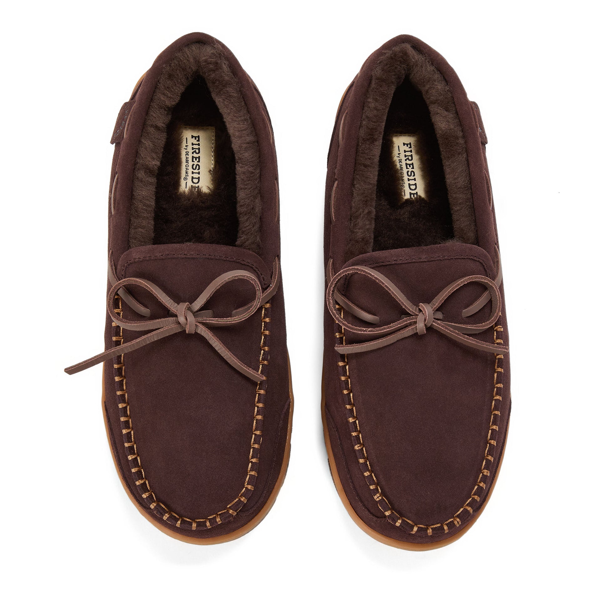 Men's Fireside by Dearfoams Forster Genuine Shearling Moc With Stitching | Dearfoams