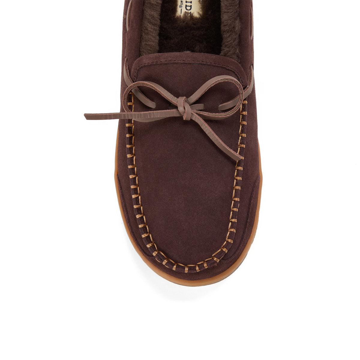 Men's Fireside by Dearfoams Forster Genuine Shearling Moc With Stitching | Dearfoams