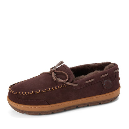Men's Fireside by Dearfoams Forster Genuine Shearling Moc With Stitching | Dearfoams