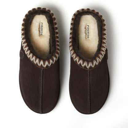 Men's Fireside by Dearfoams Grafton Genuine Shearling Clog With Taping - Water Resistant | Dearfoams