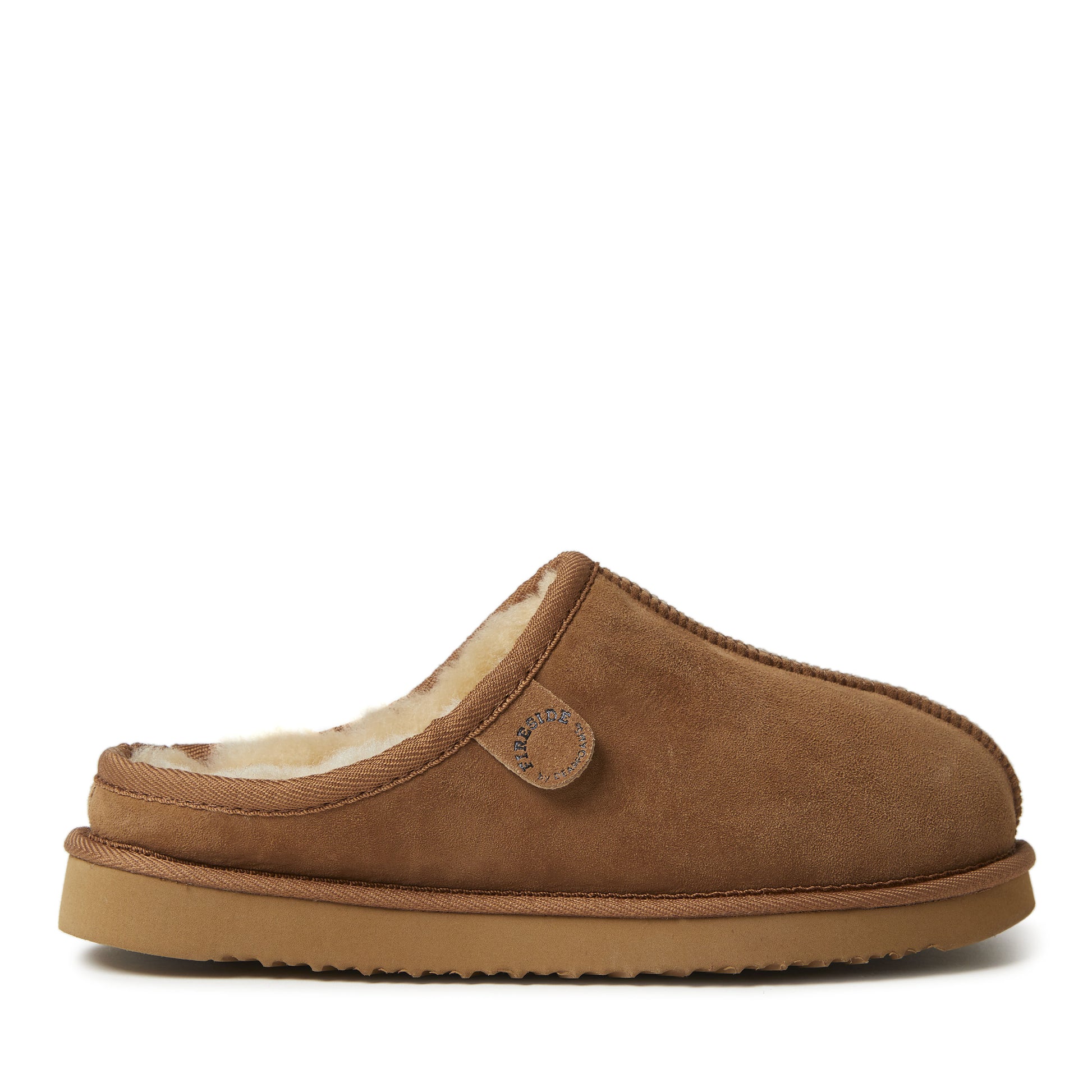 Men's Fireside by Dearfoams Grafton Genuine Shearling Clog Slipper with Woven Accent | Dearfoams