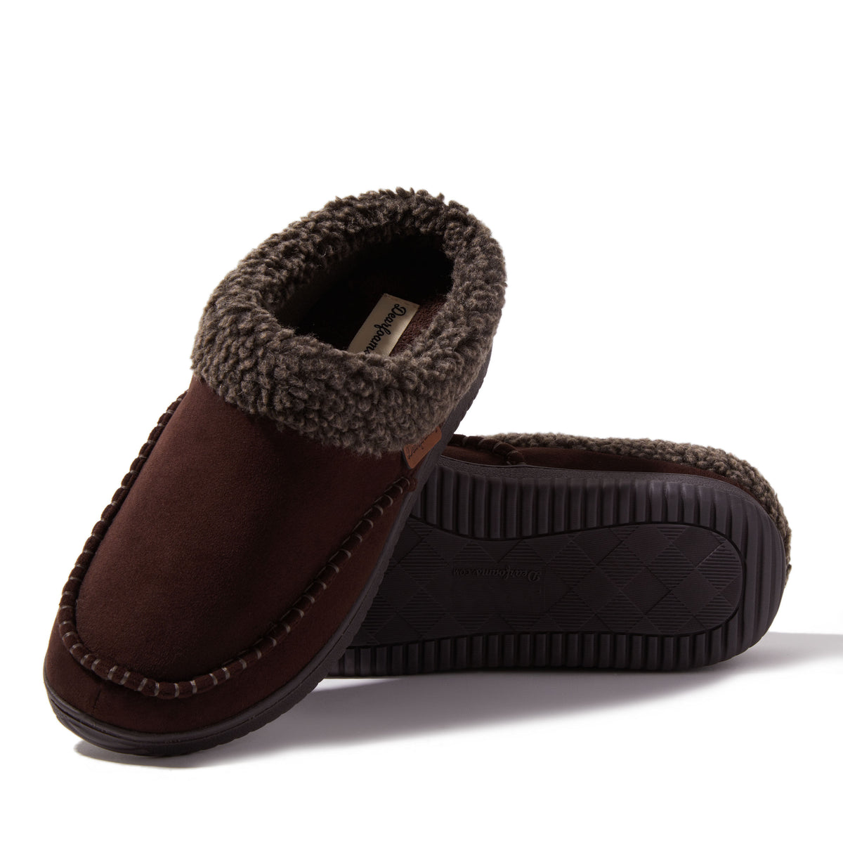 Men's Marshall Microsuede Moc Toe Clog With Berber Cuff | Dearfoams