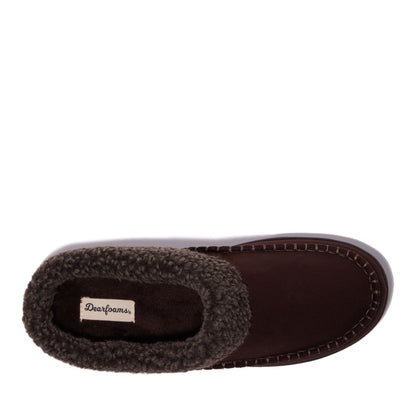 Men's Marshall Microsuede Moc Toe Clog With Berber Cuff | Dearfoams