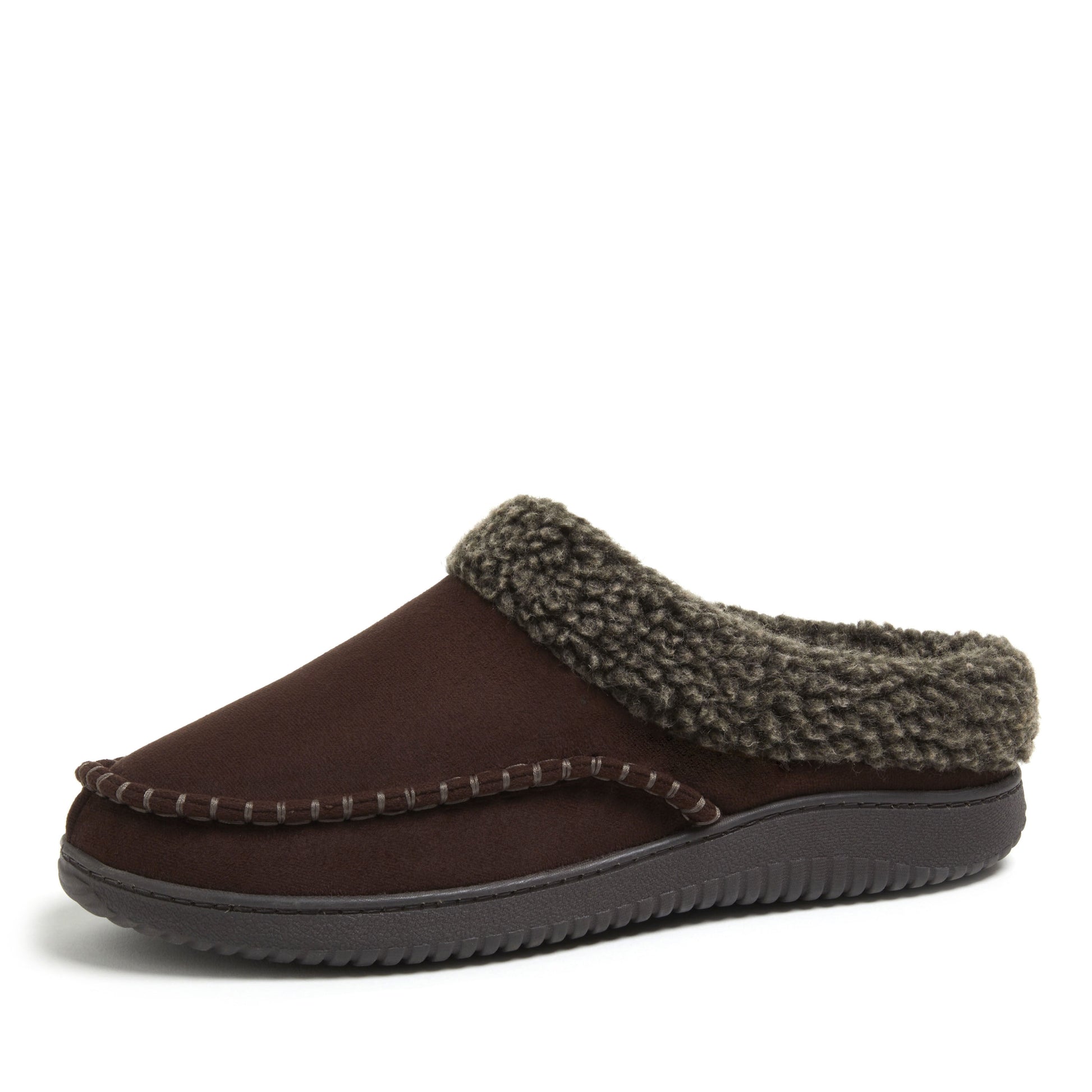 Men's Marshall Microsuede Moc Toe Clog With Berber Cuff | Dearfoams