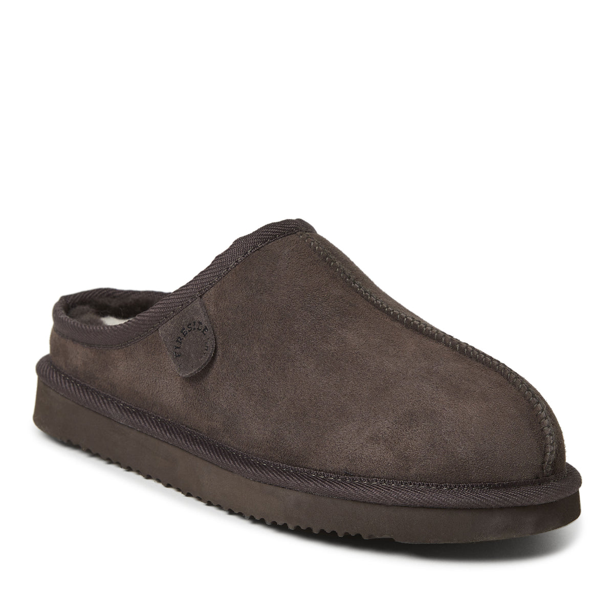 Men's Fireside by Dearfoams Grafton Genuine Shearling Clog Slipper with Woven Accent | Dearfoams