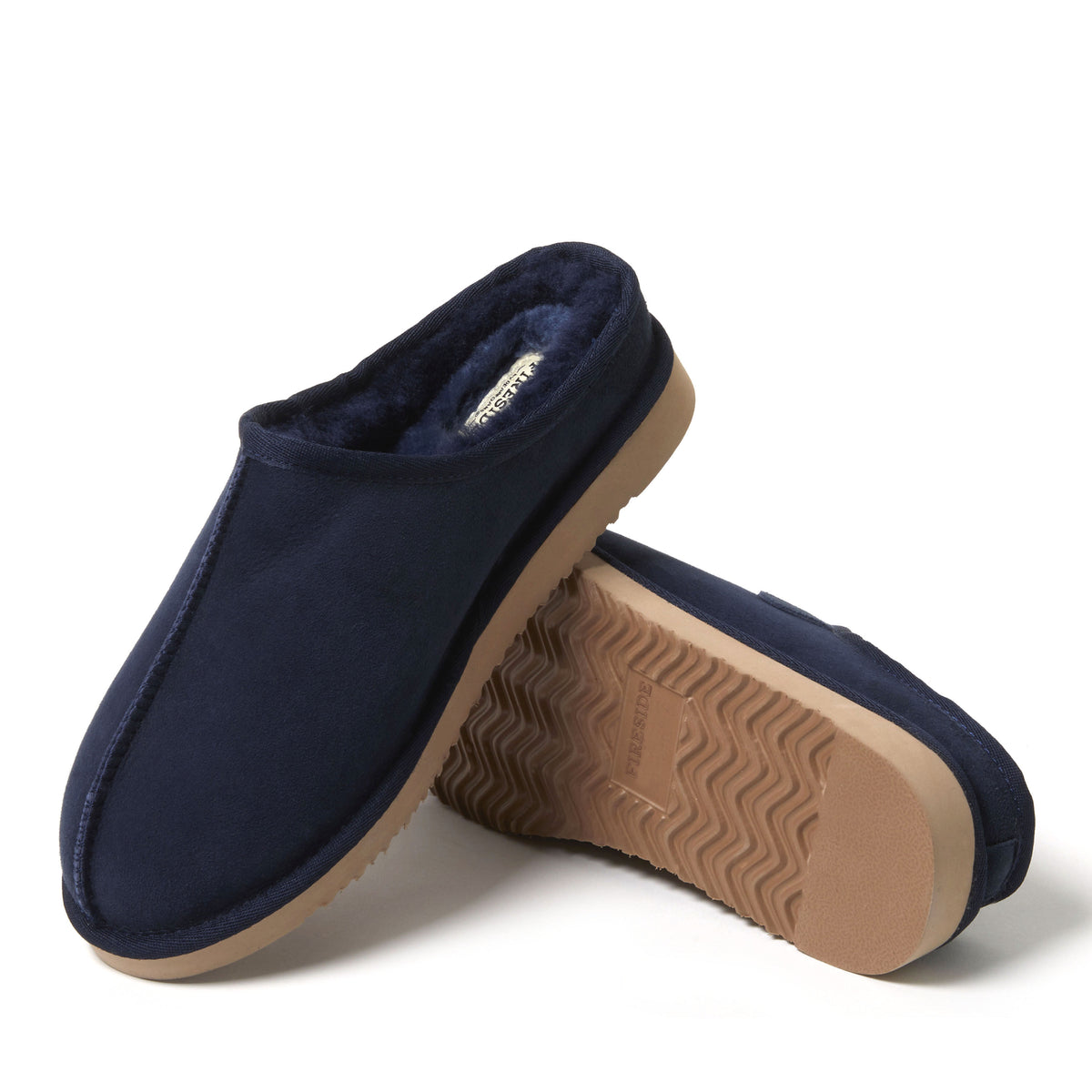 Men's Fireside by Dearfoams Grafton Genuine Shearling Clog Slipper with Woven Accent | Dearfoams
