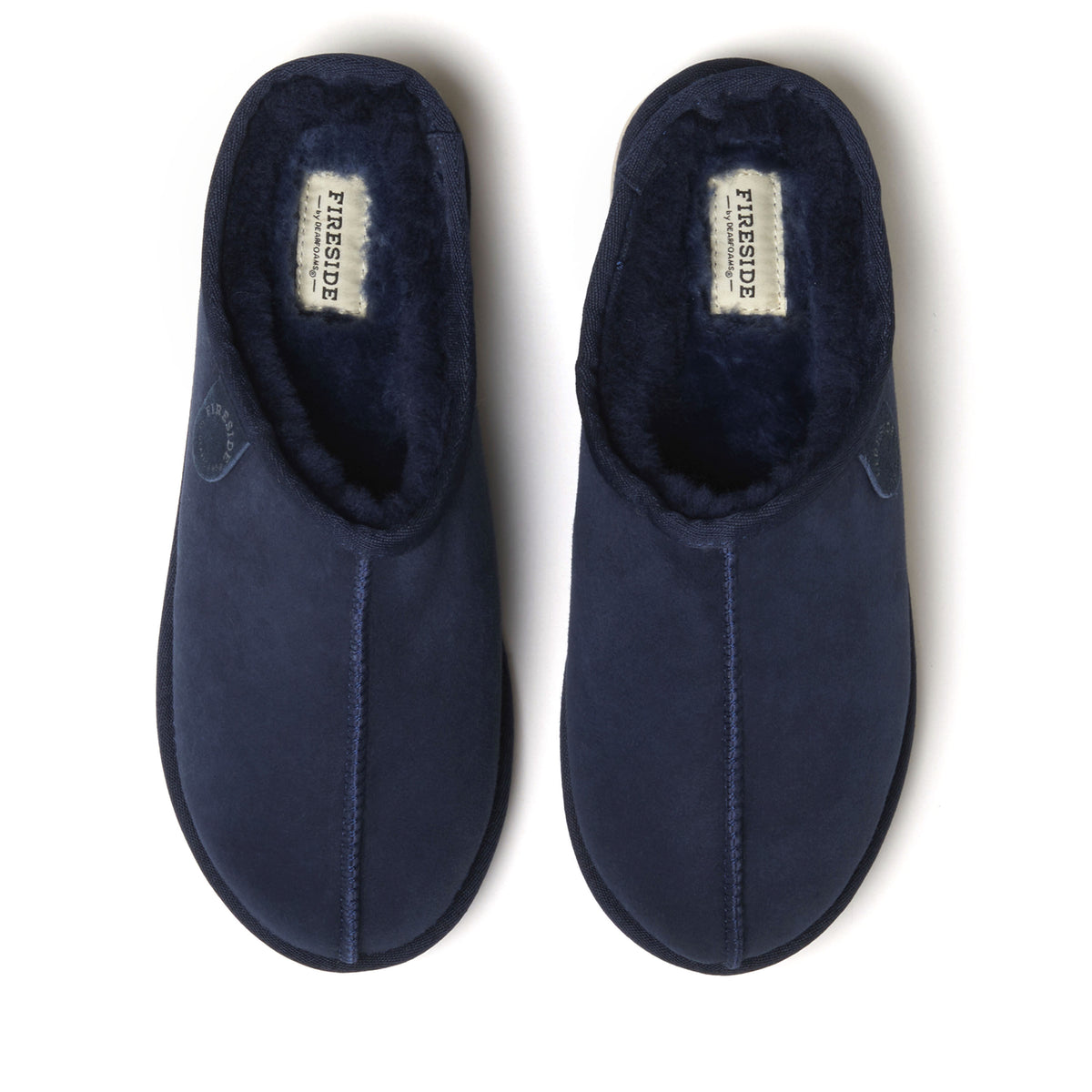Men's Fireside by Dearfoams Grafton Genuine Shearling Clog Slipper with Woven Accent | Dearfoams