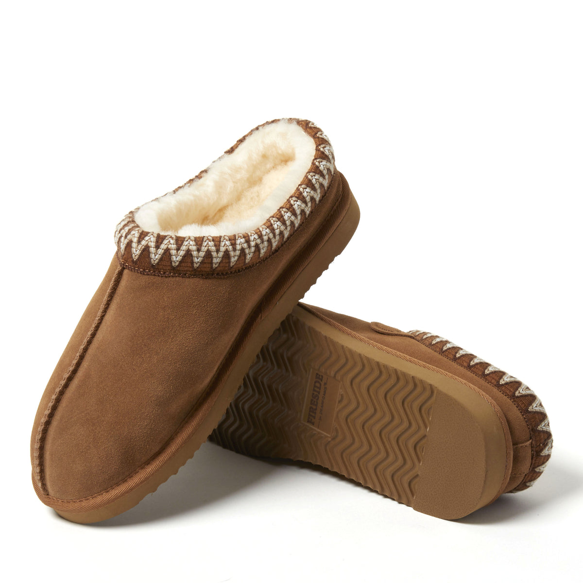 Men's Fireside by Dearfoams Grafton Genuine Shearling Clog With Taping - Water Resistant | Dearfoams