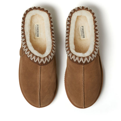 Men's Fireside by Dearfoams Grafton Genuine Shearling Clog With Taping - Water Resistant | Dearfoams