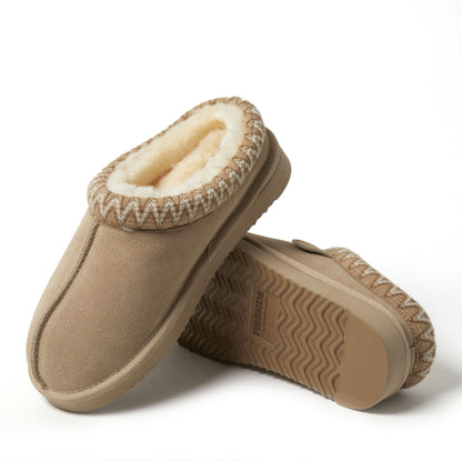 Women's Fireside by Dearfoams Greta Genuine Shearling Clog With Taping - Water Resistant | Dearfoams