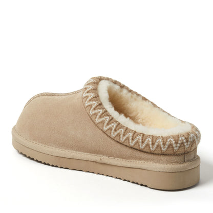 Women's Fireside by Dearfoams Greta Genuine Shearling Clog With Taping - Water Resistant | Dearfoams