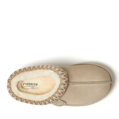Women's Fireside by Dearfoams Greta Genuine Shearling Clog With Taping - Water Resistant | Dearfoams