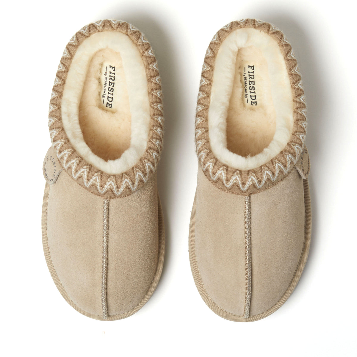 Women's Fireside by Dearfoams Greta Genuine Shearling Clog With Taping - Water Resistant | Dearfoams