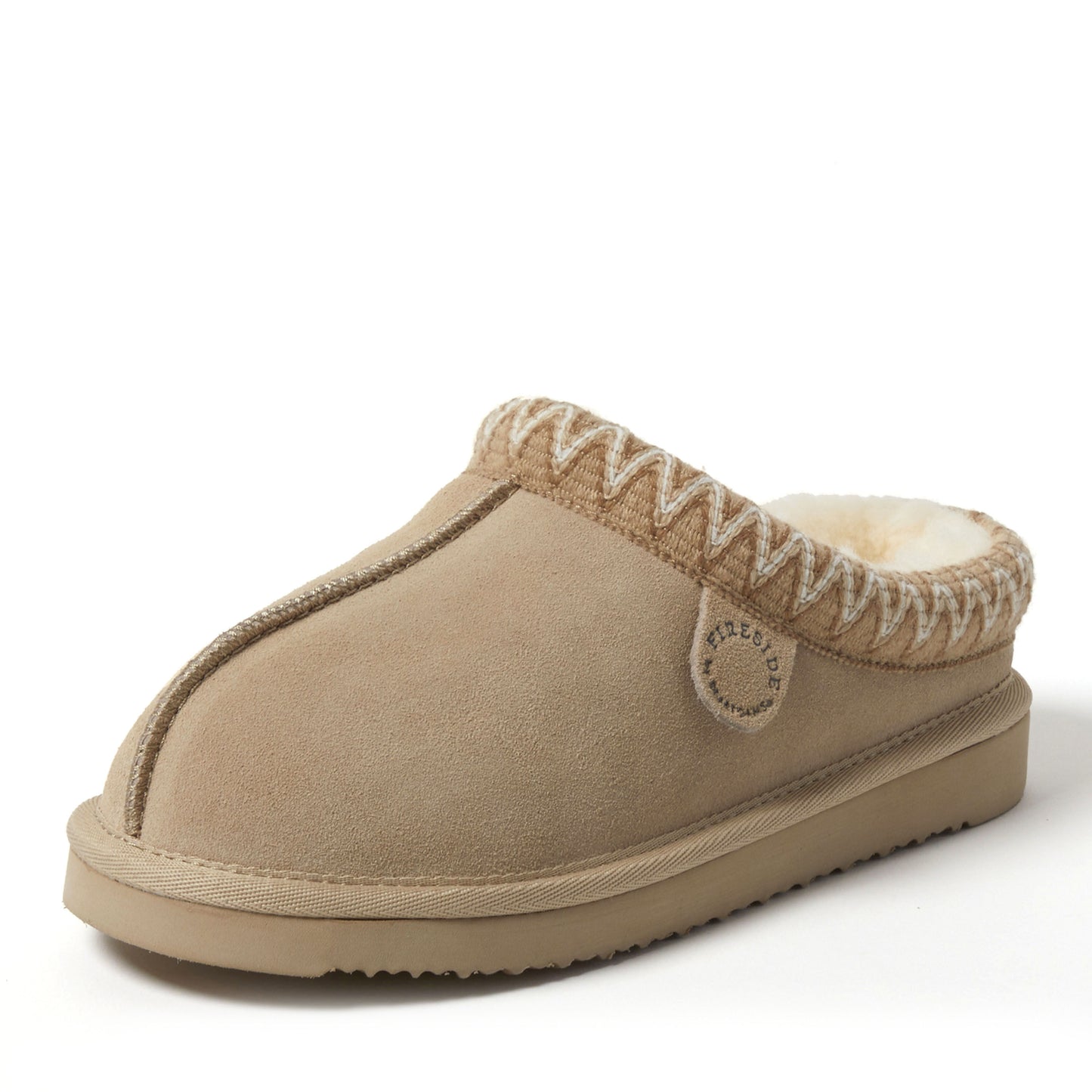 Women's Fireside by Dearfoams Greta Genuine Shearling Clog With Taping - Water Resistant | Dearfoams