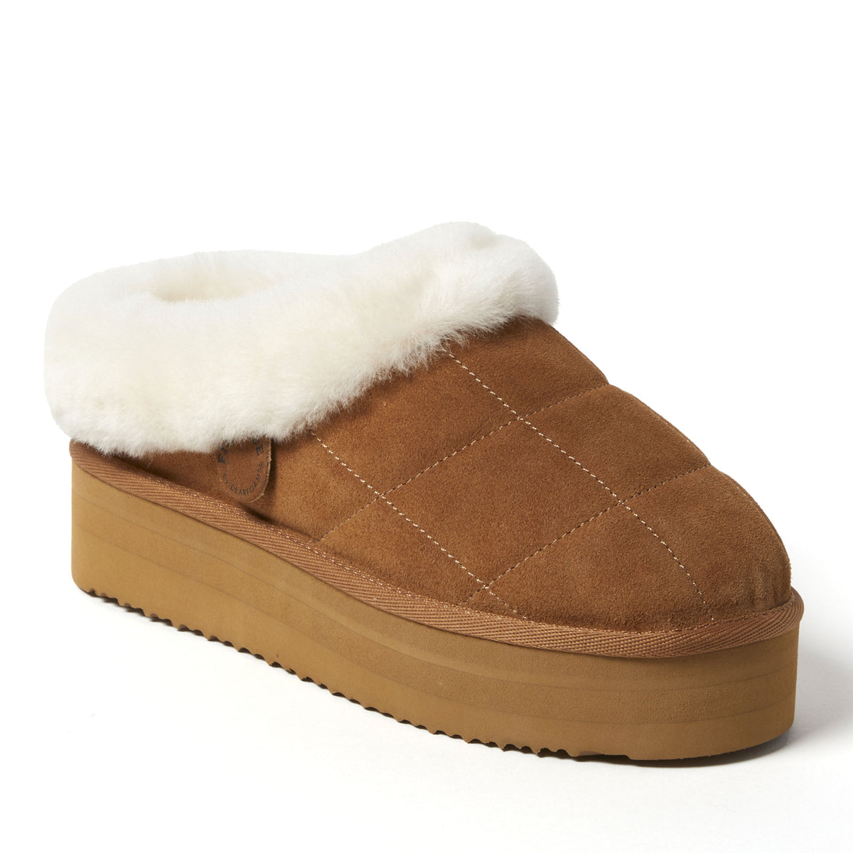 Women's Fireside by Dearfoams Bendigo Genuine Shearling Quilted Platform Clog | Dearfoams