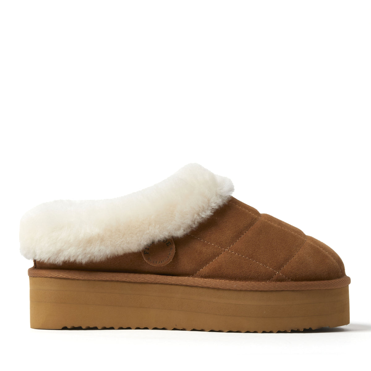 Women's Fireside by Dearfoams Bendigo Genuine Shearling Quilted Platform Clog | Dearfoams