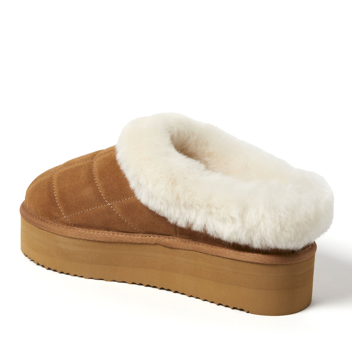 Women's Fireside by Dearfoams Bendigo Genuine Shearling Quilted Platform Clog | Dearfoams